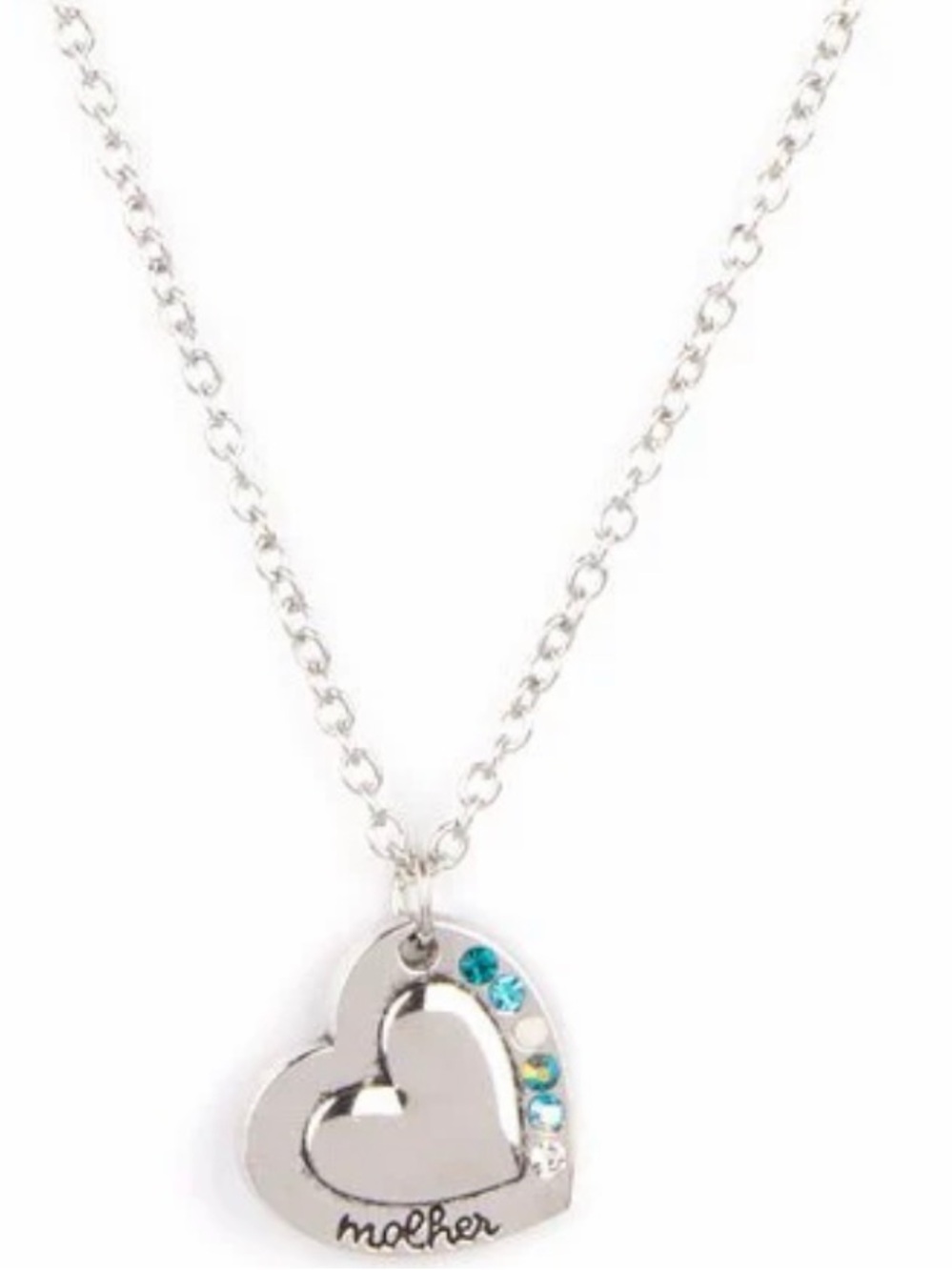 Happily Heartwarming - Iridescent Blue - Heart Mother Pendant Necklace